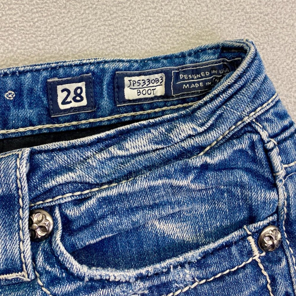 Women's Blue Denim Shorts - Picture 3 of 6